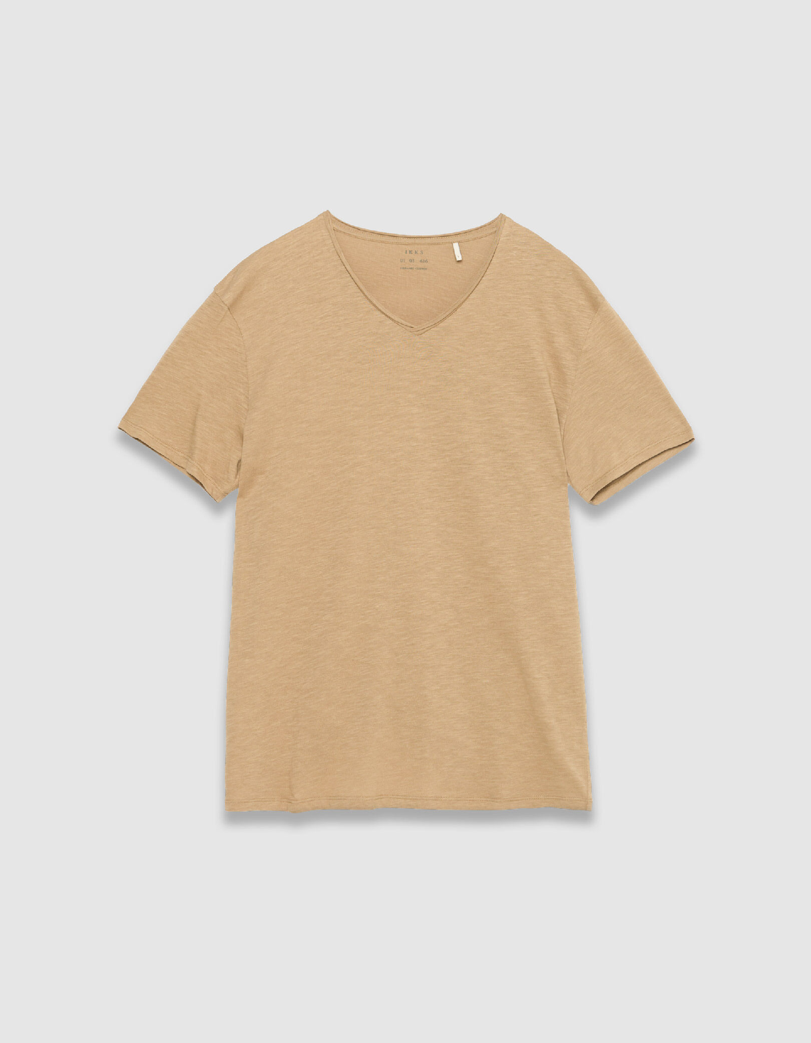 T-shirt encolure V parme coton bio flammé Homme