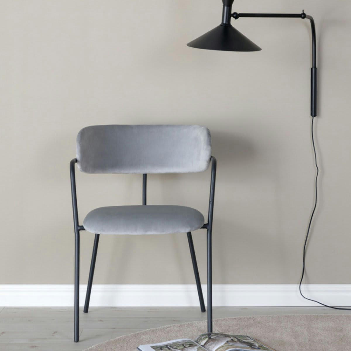 RUSSEL - Lot de 2 chaises contemporaines en velours blanc