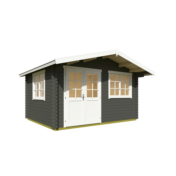 Blockbohlenhaus »Norderney«, BxHxT: 444,6 x 256,5 x 390 cm (Außenmaß inkl. Dachüberstand), grün