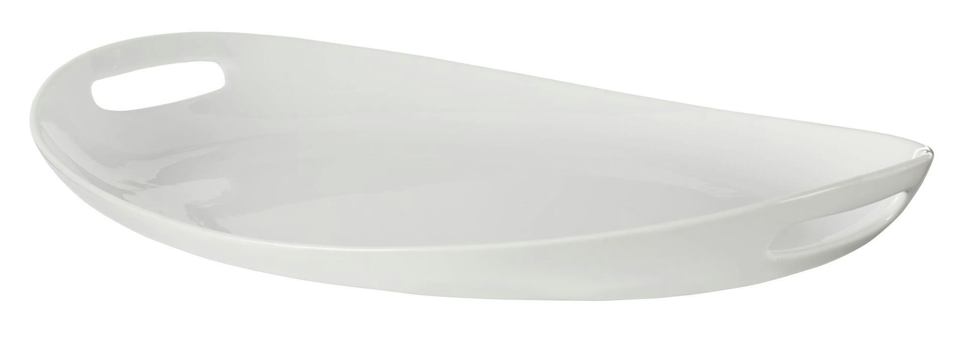 CANVAS Oval Porcelain Reusable Handle Serving Tray, White, 17.5-in, for Christmas/Thanksgiving/New Year's Eve/Easter/Birthday Party