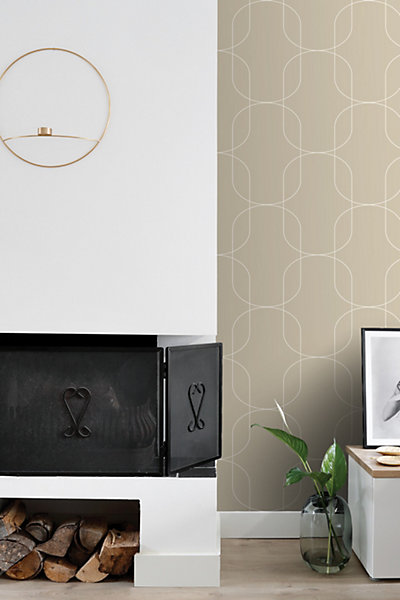 ESTAhome papier peint formes géométriques beige 50 x 900 cm