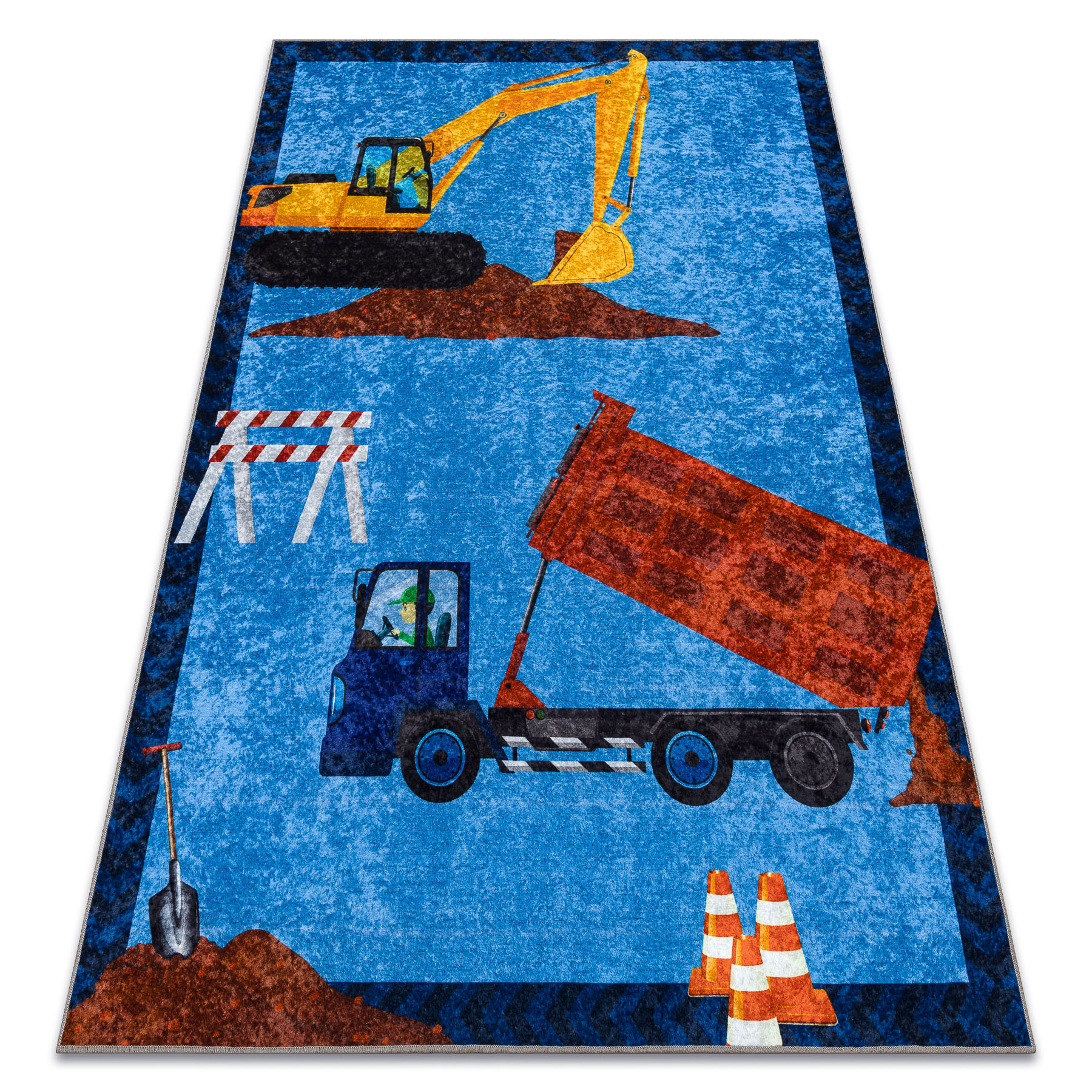 Dywan do prania JUNIOR 51827.803 Ciężarówka, koparka dla 80x150 cm