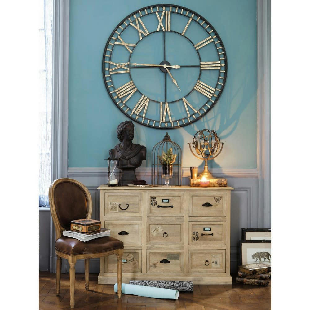 La Vallière - Horloge murale en métal noire D120