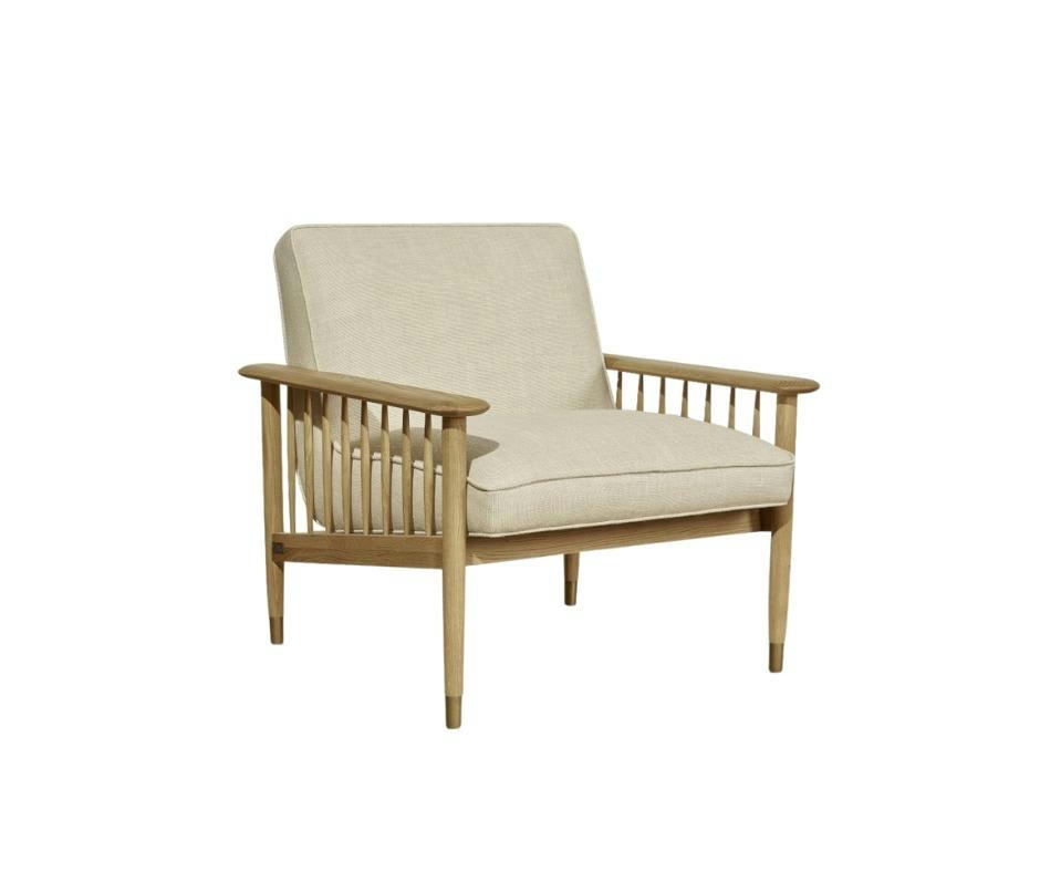 ALBERTINE - Fauteuil en chêne et  lin beige