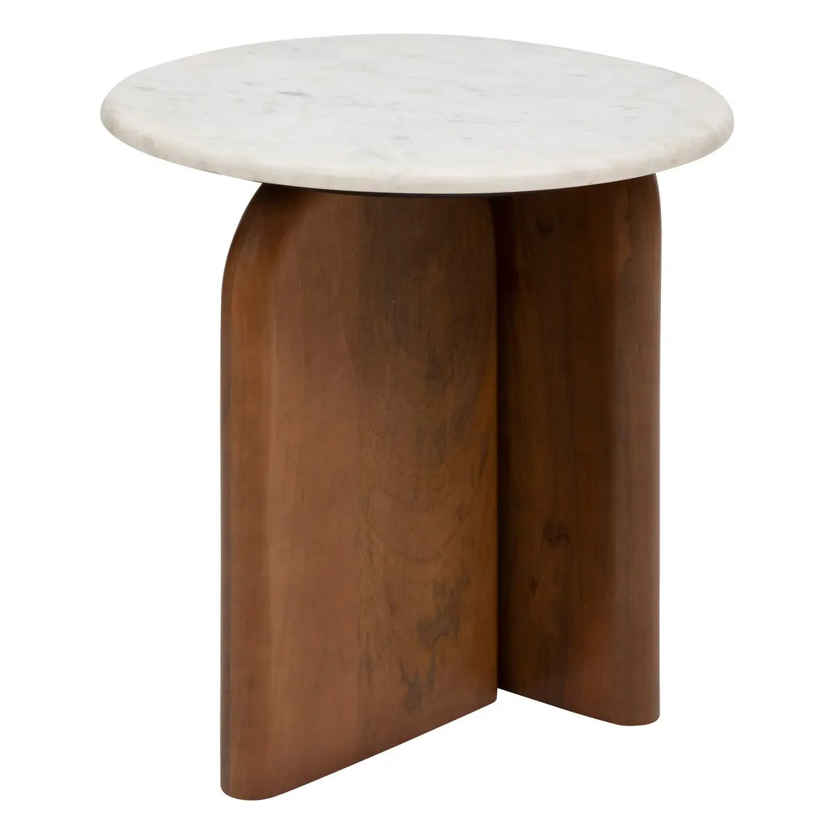 Stolik kawowy, pomocniczy drewno marmur Nanda 56,5xØ51 cm
