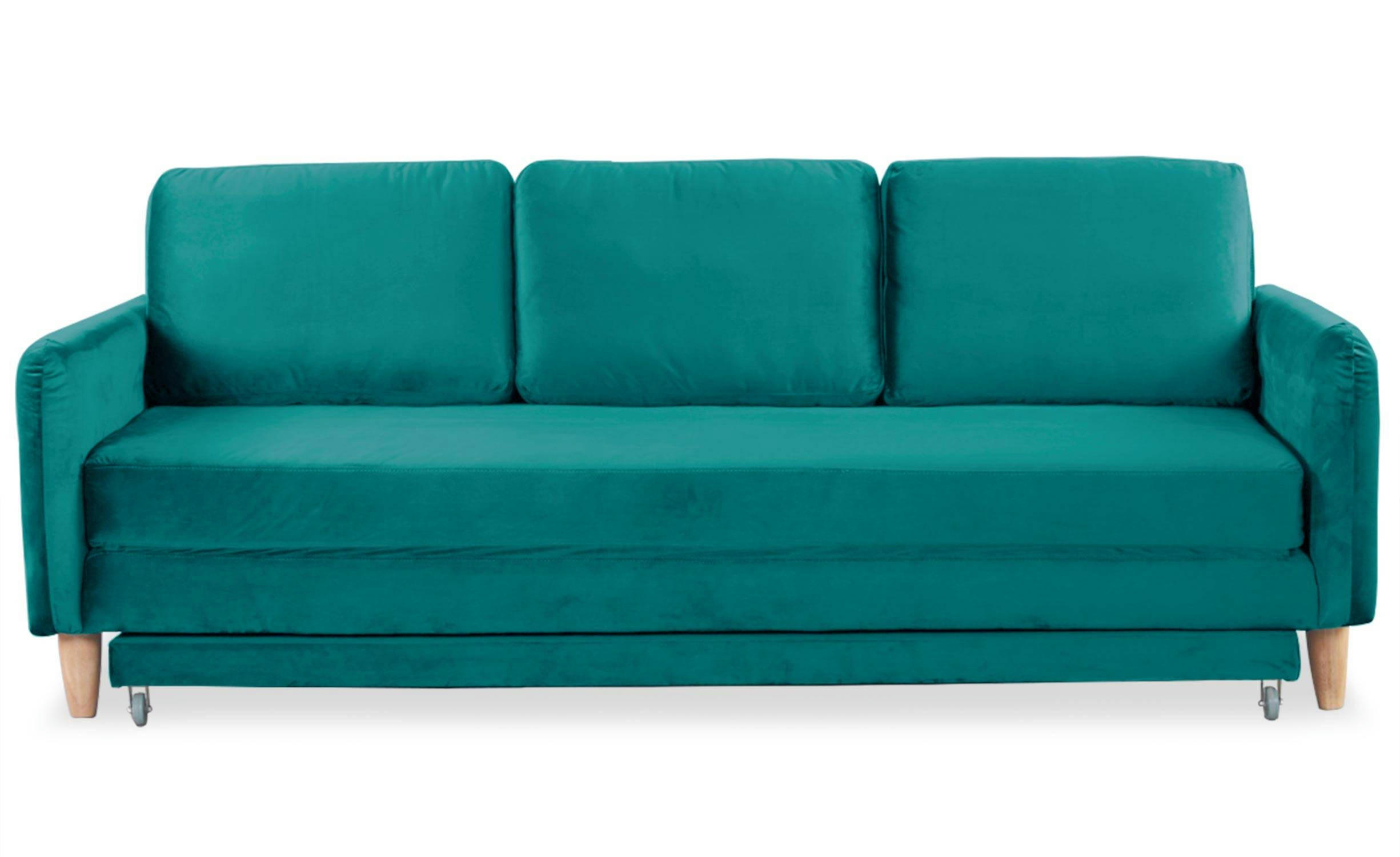 FLIXO - Canapé 3 places convertible velours vert