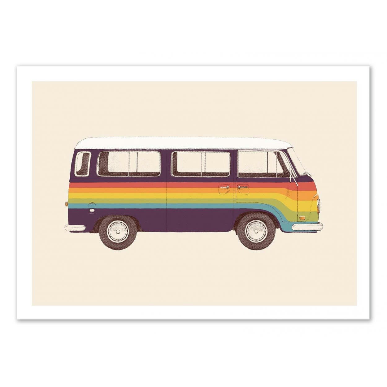 FLORENT BODART - VAN RAINBOW - Affiche d'art avec Cadre bois noir - 50 x 70 cm