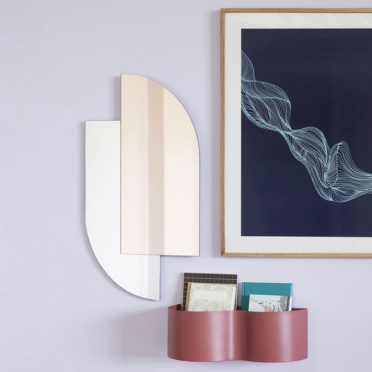 ORIGAMI - Miroir mural en verre rose
