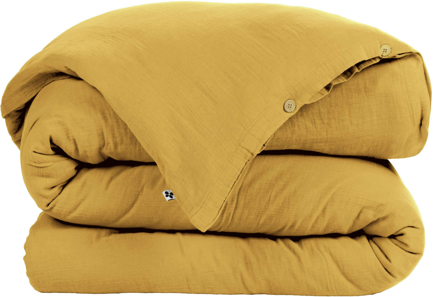 JAUNE - Housse de couette gaze de coton jaune 240x260 cm