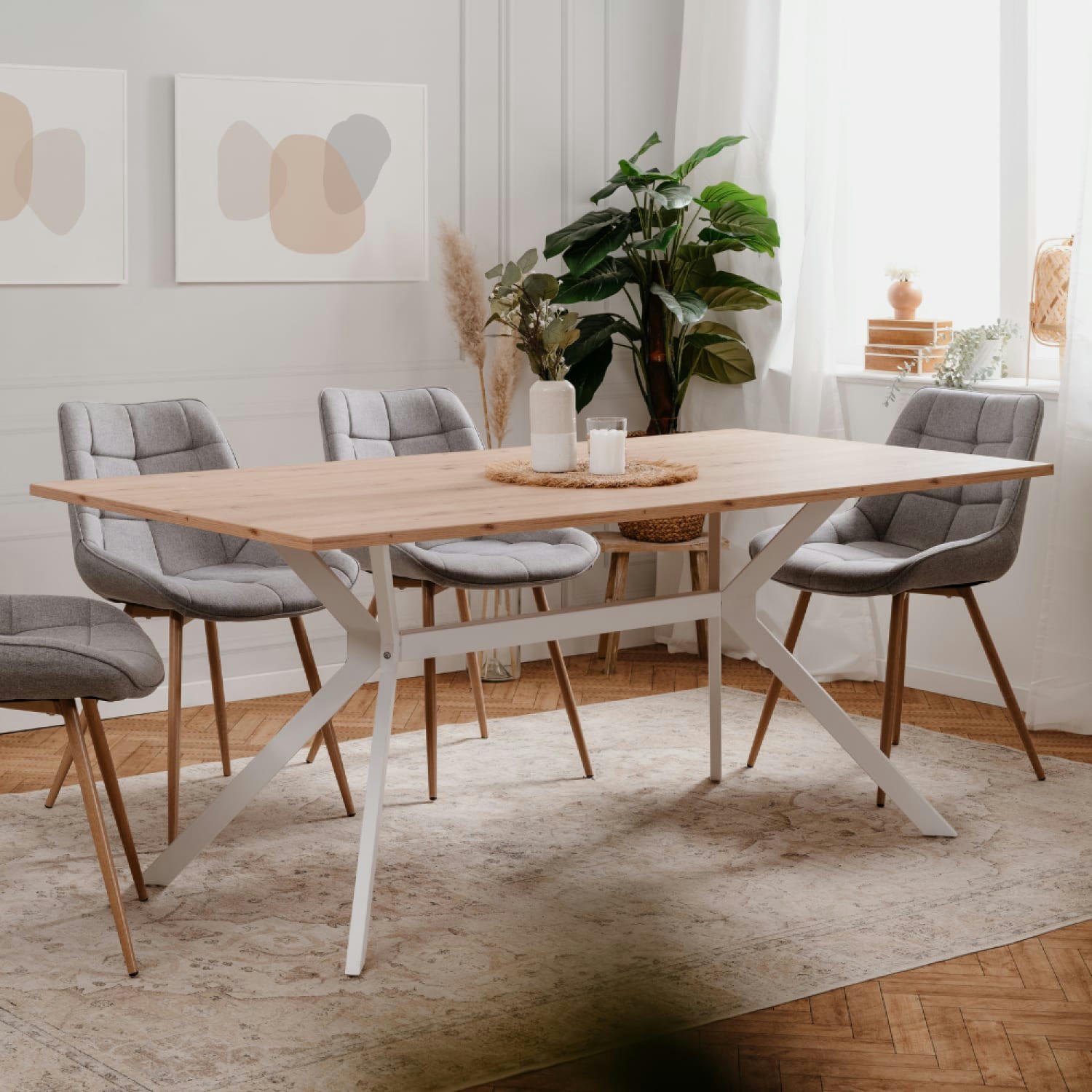 MILES - Table à manger en bois 6 à 8 personnes