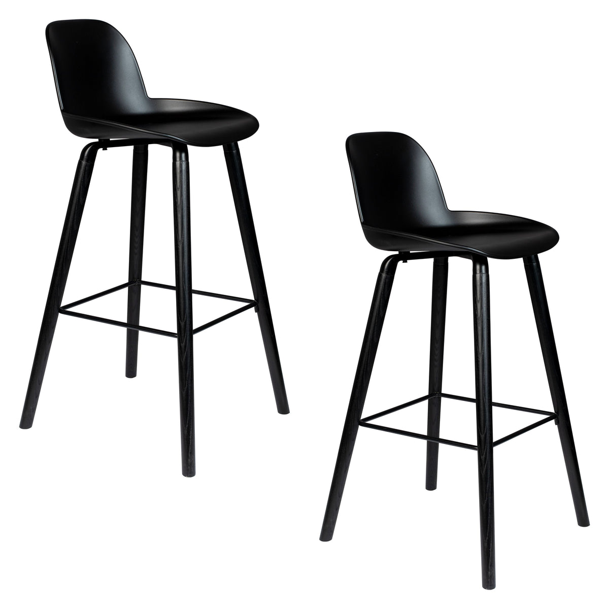 Zuiver Albert Kuip Barkrukken rugleuning 75 cm Zwart - Set van 2