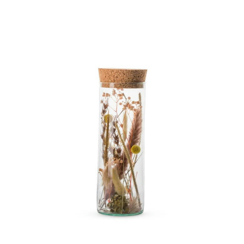 COMPO FS - Tube en verre avec fleurs séchées misty