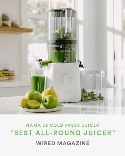 Nama J2 Cold Press Juicer Self Feeding for Hands Free Operation with Wide Mouth Hopper for Whole Recipe Loading, Zero Waste Masticating Juicer For More Juice, Less Pulp  Easy Cleanup & Assembly: Home & Kitchen