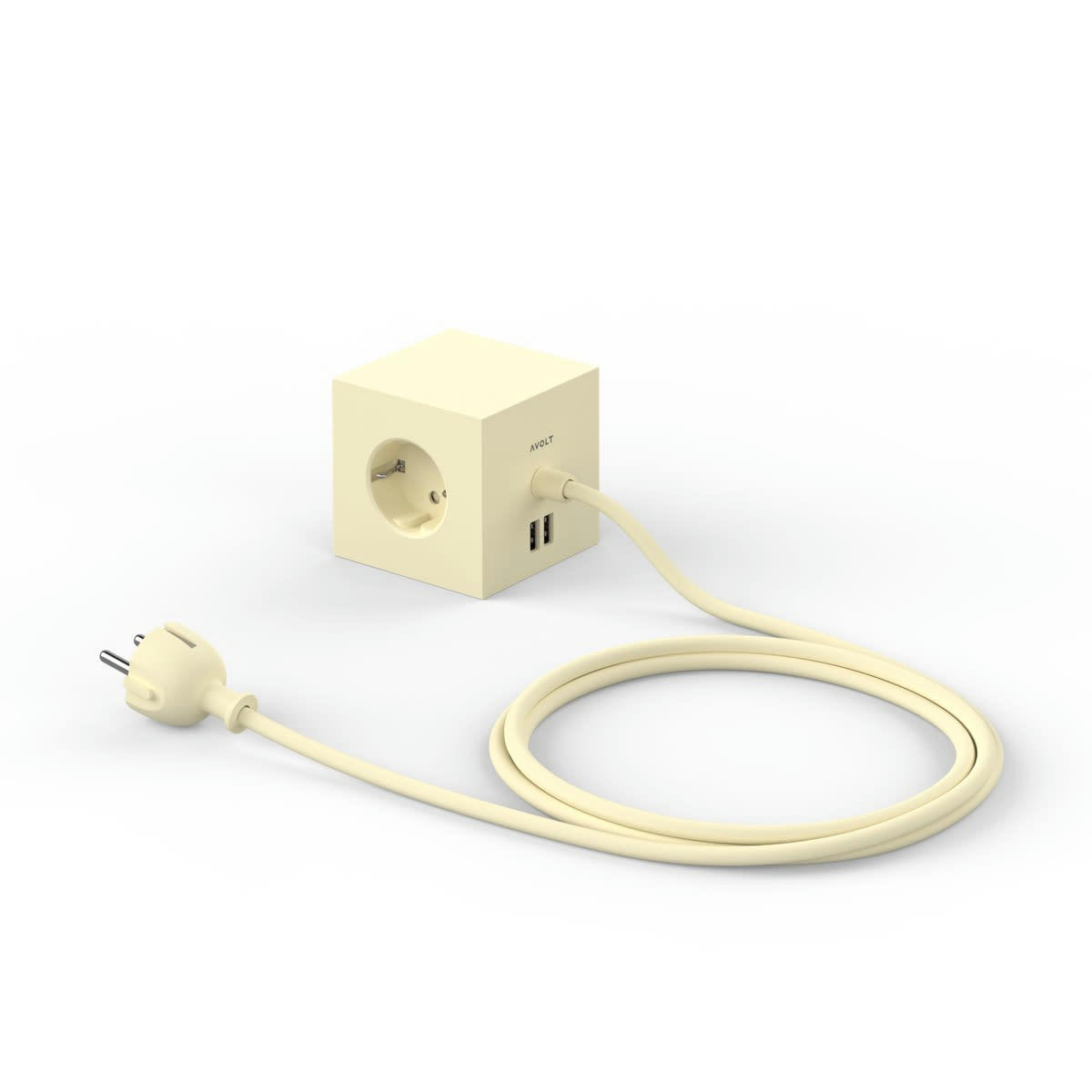 - Multiprise Square 1 avec USB-A/aimant et câble de 1,8 m Lime Yellow