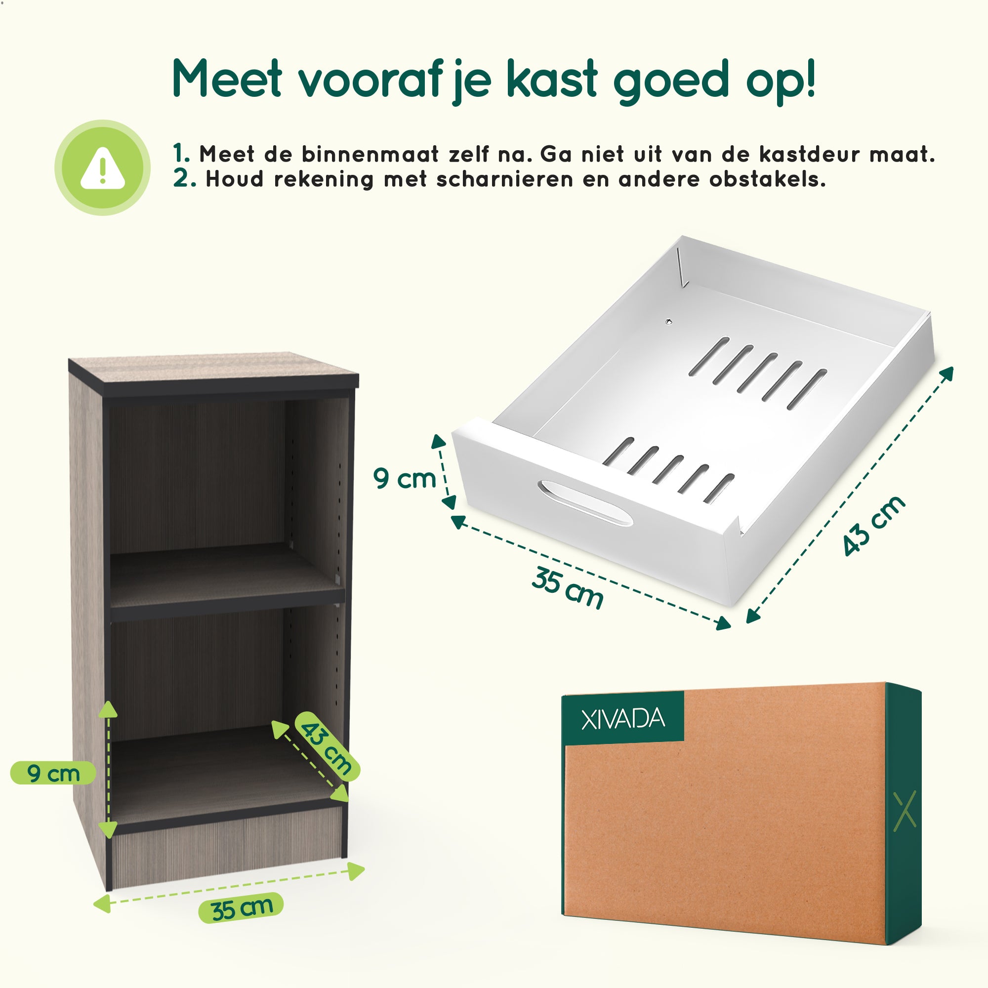 XIVADA Keukenkast organizer - Schuiflade - Aluminium - 35 cm - Wit