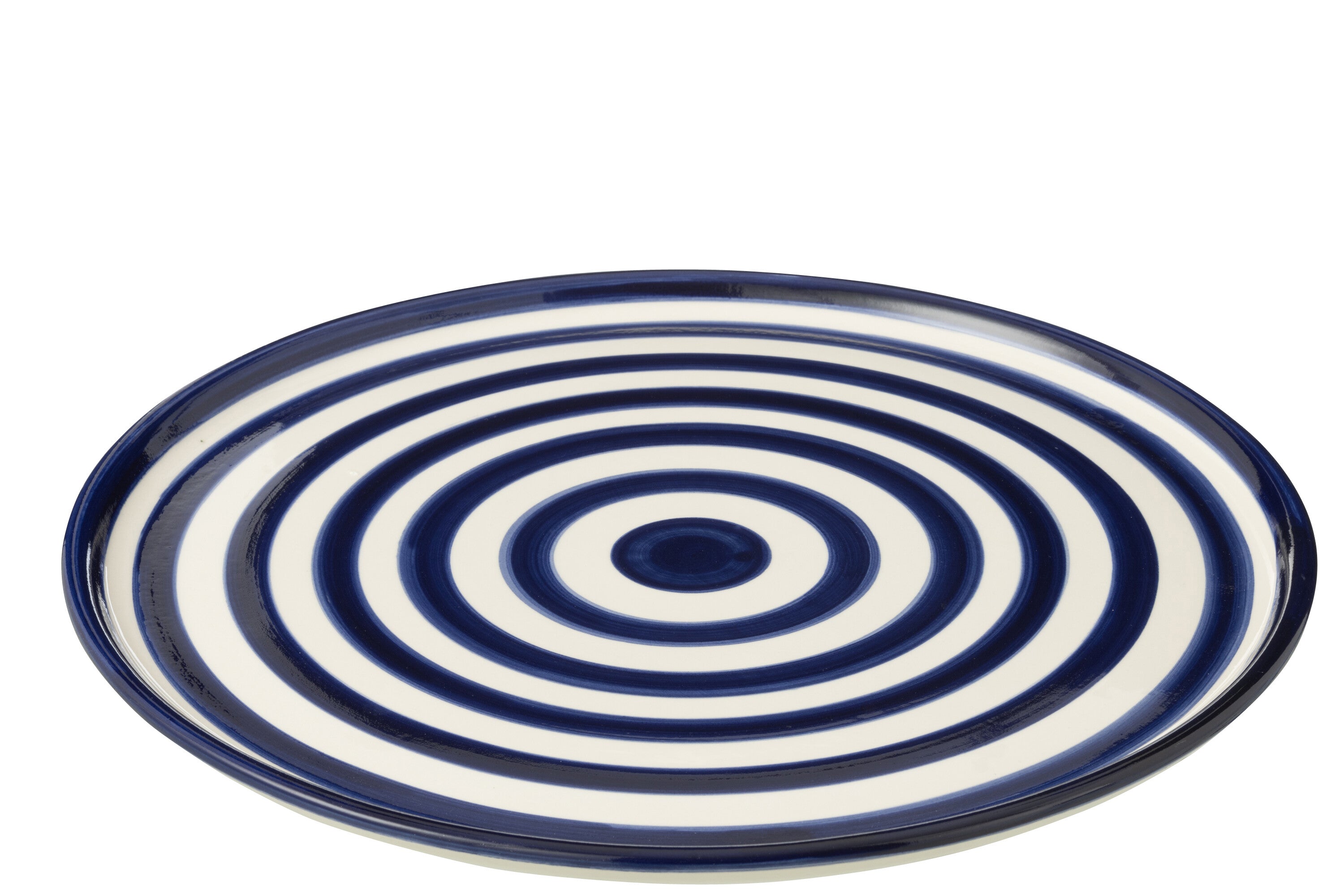 J-Line bord Granada Stripes - keramiek - wit blauw