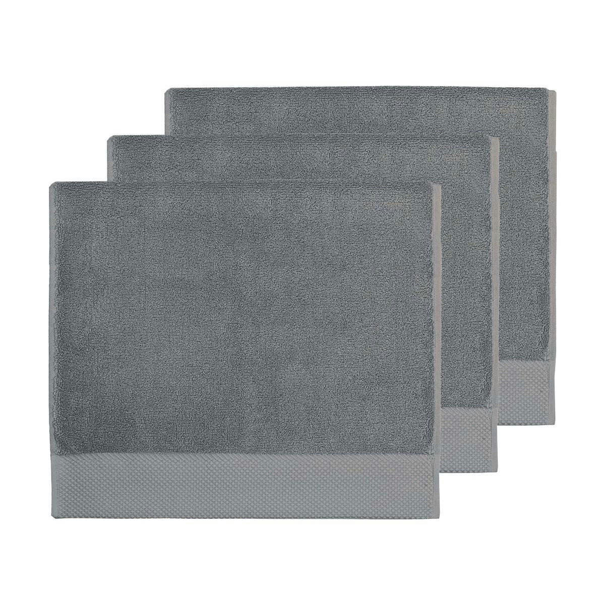 SENSOFT - 3 grandes serviettes d'invité zéro twist 560g galet 40x60 cm
