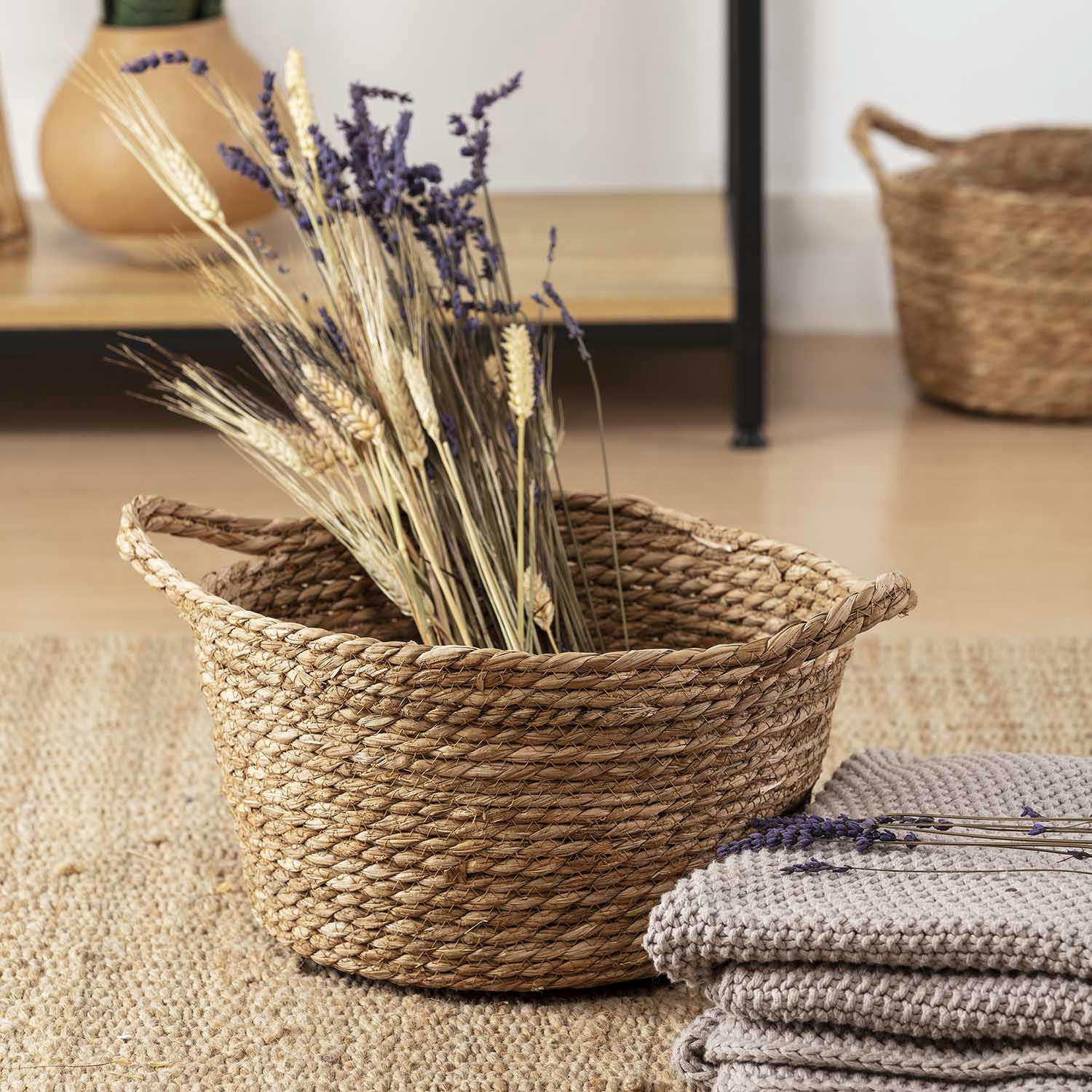 SOLE - Set de 3 paniers fibre naturelle avec anses