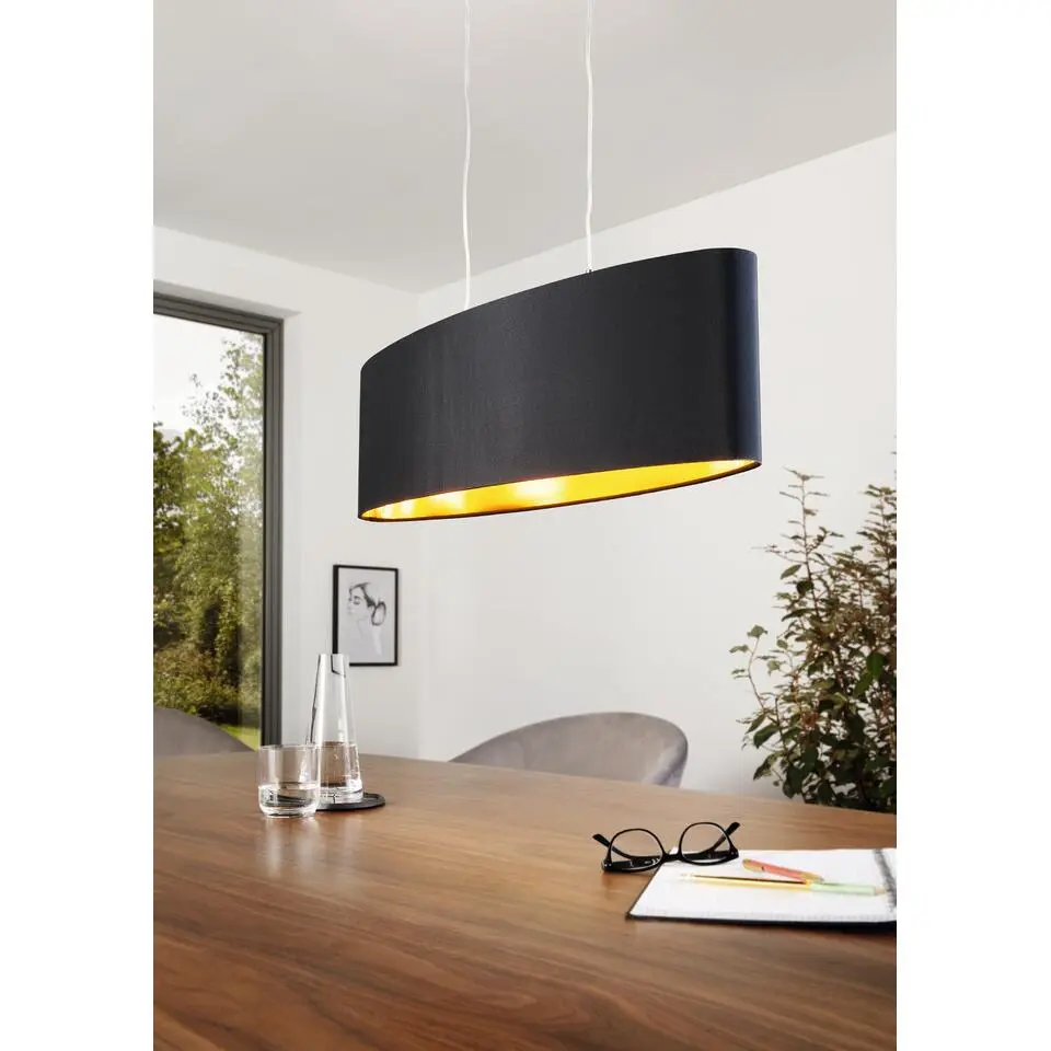 EDI lightMaserlo-Hanglamp-2Lichts-78cm- Zwart,Goud
