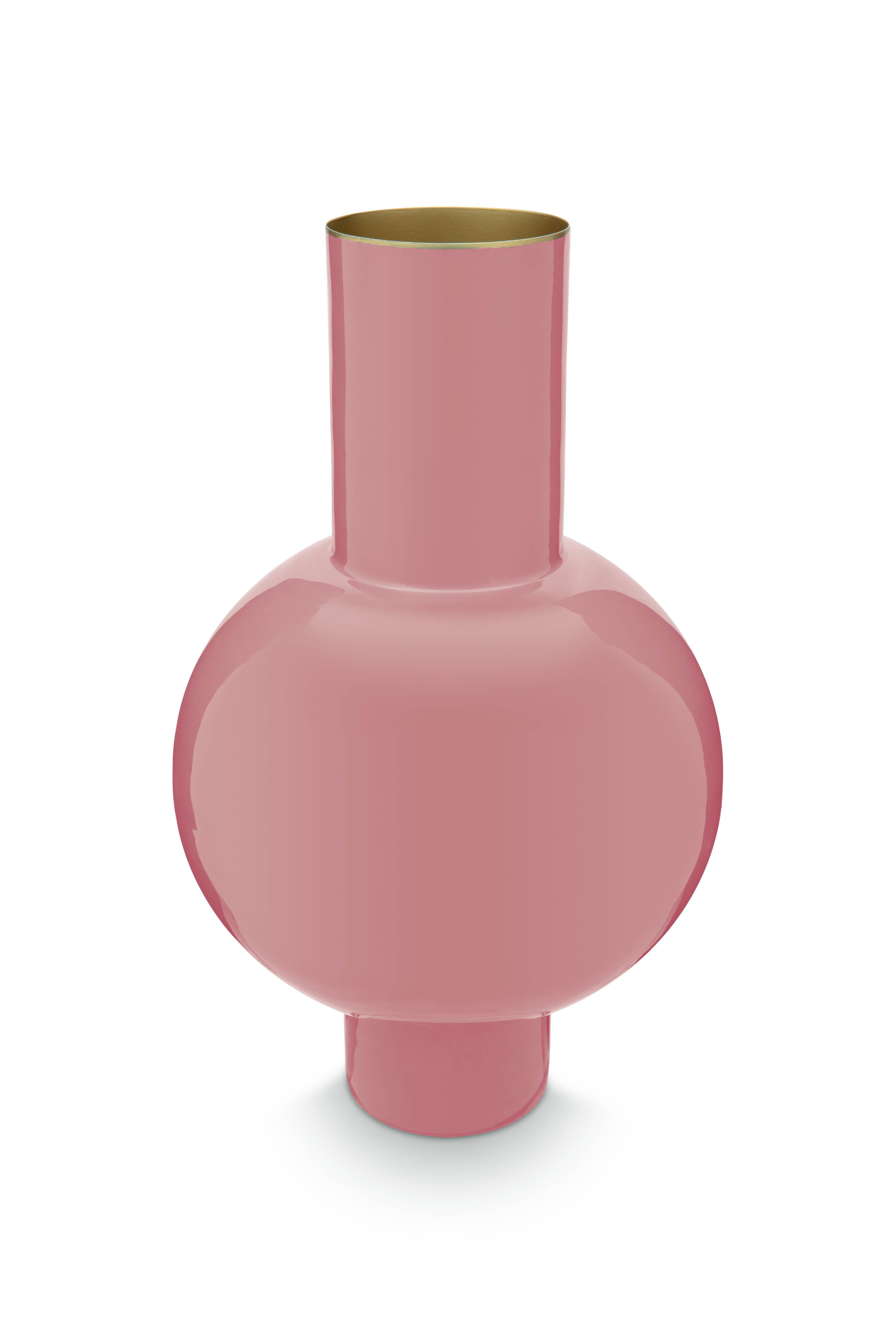 Pip Studio Metalen Vaas voor Bloemen - Woondecoratie - Roze - 24x40cm