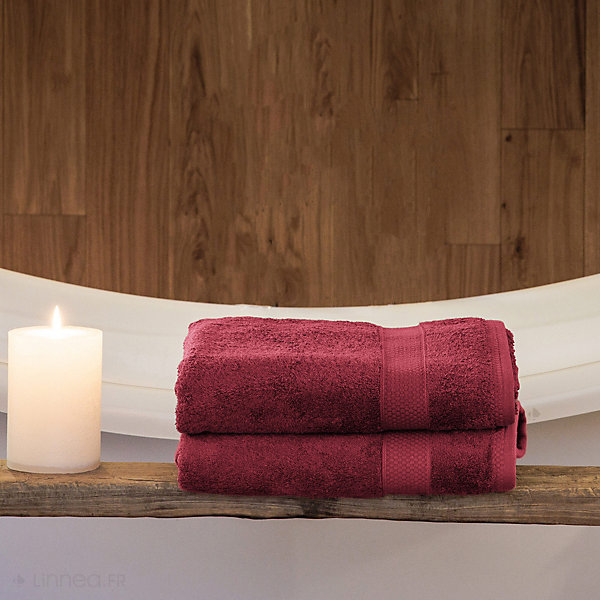 Drap de bain coton 550g/m2 95x140 cm NAÏA rouge Carmin