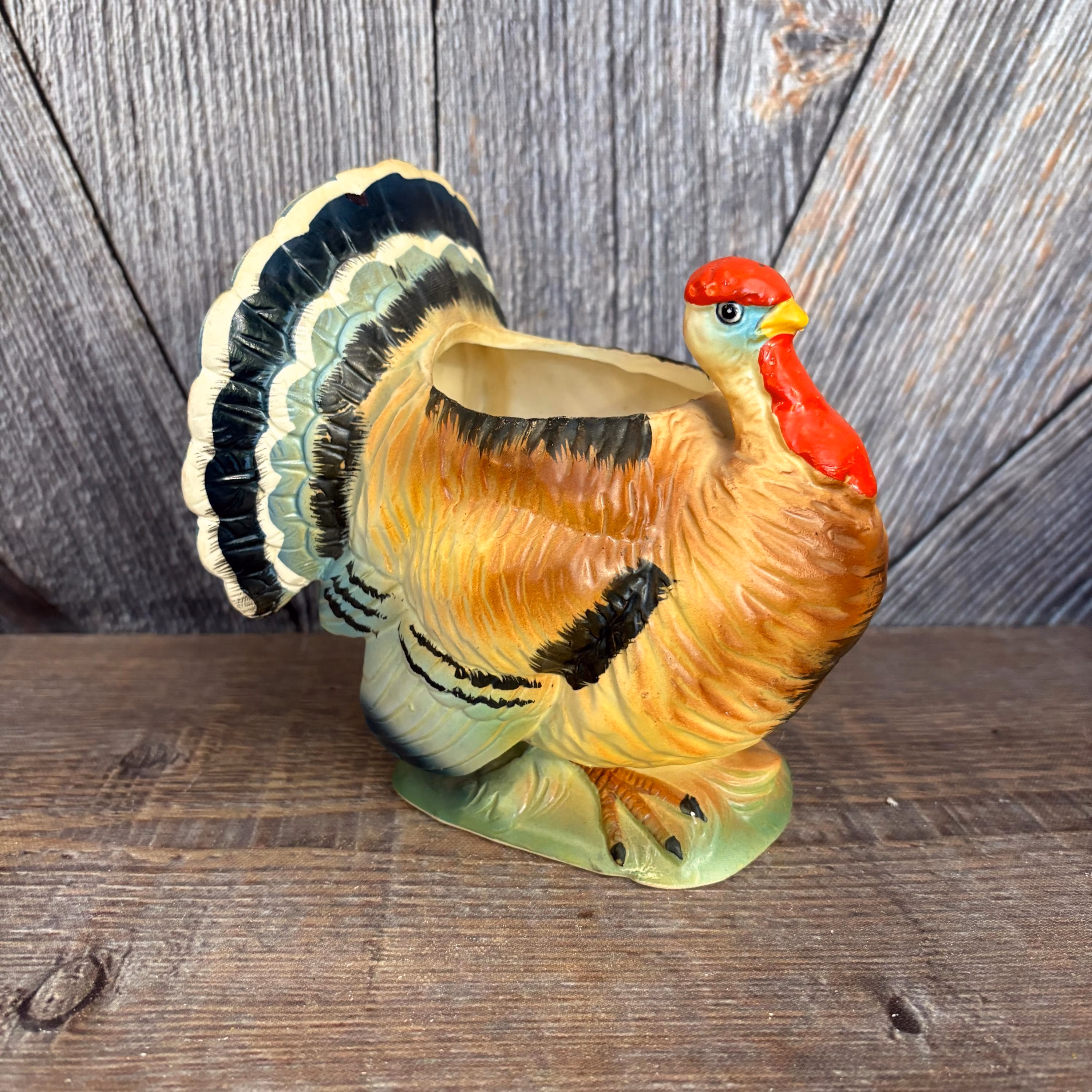 Vintage Ceramic Turkey Planter {Cute Turkey Planter Indoor Pot} Vintage Garden Herb Air Plant Succulent Thanksgiving Centerpiece