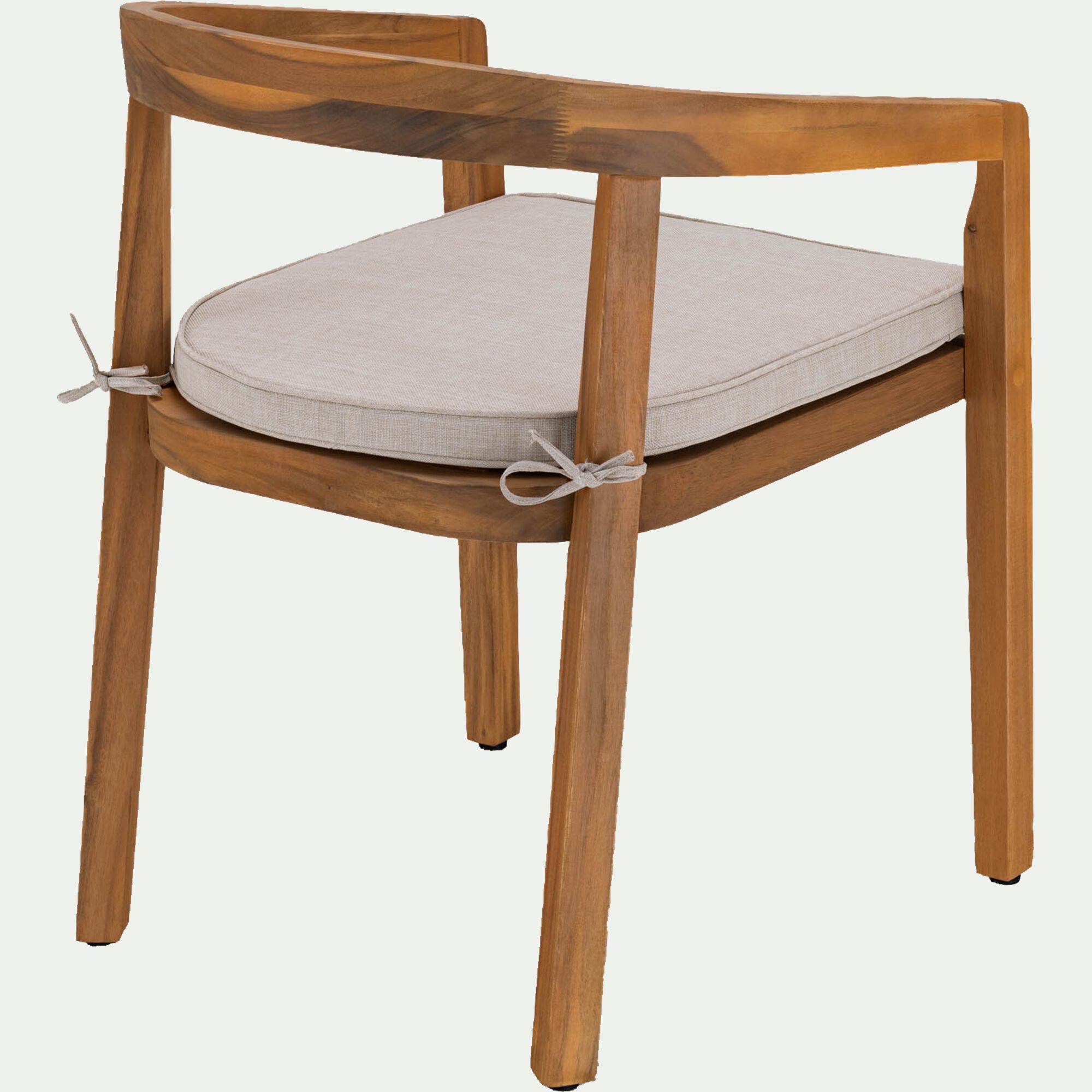 GARLABAN - Chaise de jardin avec accoudoirs en acacia avec coussin - bois clair