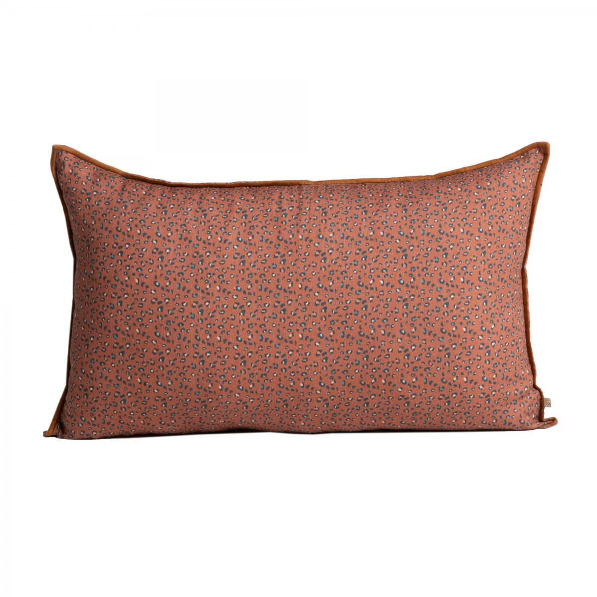 HÔTEL PARTICULIER - Coussin en lin lavé imprimé léopard rougé foncé 40x65