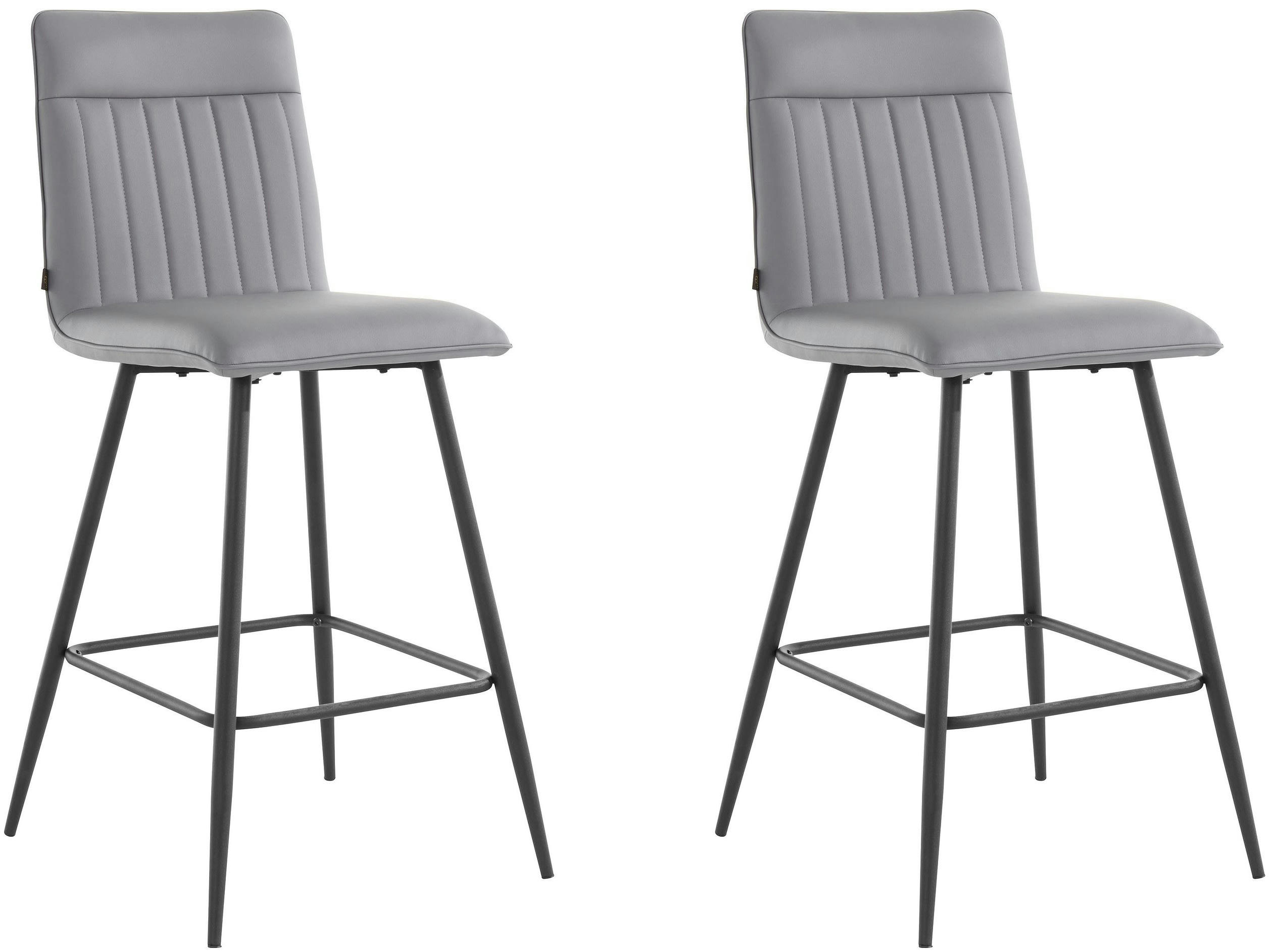ZETA - Lot de 2 tabourets de bar rembourrés en PU gris