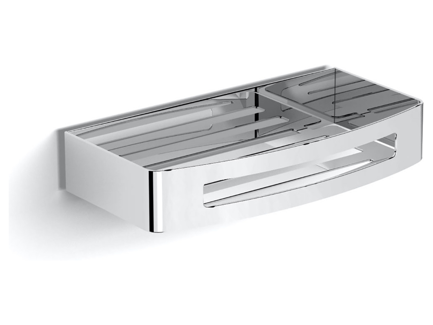 Koszyk łazienkowy pod prysznic z mocowaniem Lift&Clean 22x12x4 cm stal polerowana Stella