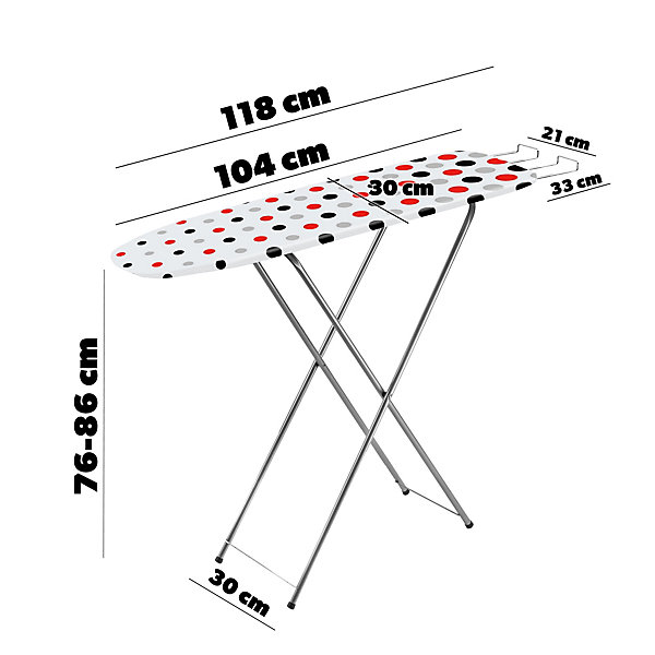 KADAX Table à repasser pliante 104x30cm avec support en fer léger petit