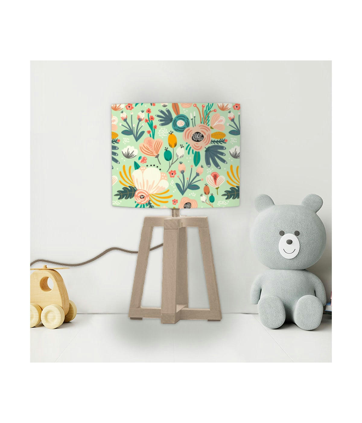 ENFANT - Abat-jour chevet enfant Floral vert Pastel D: 25 x H: 20