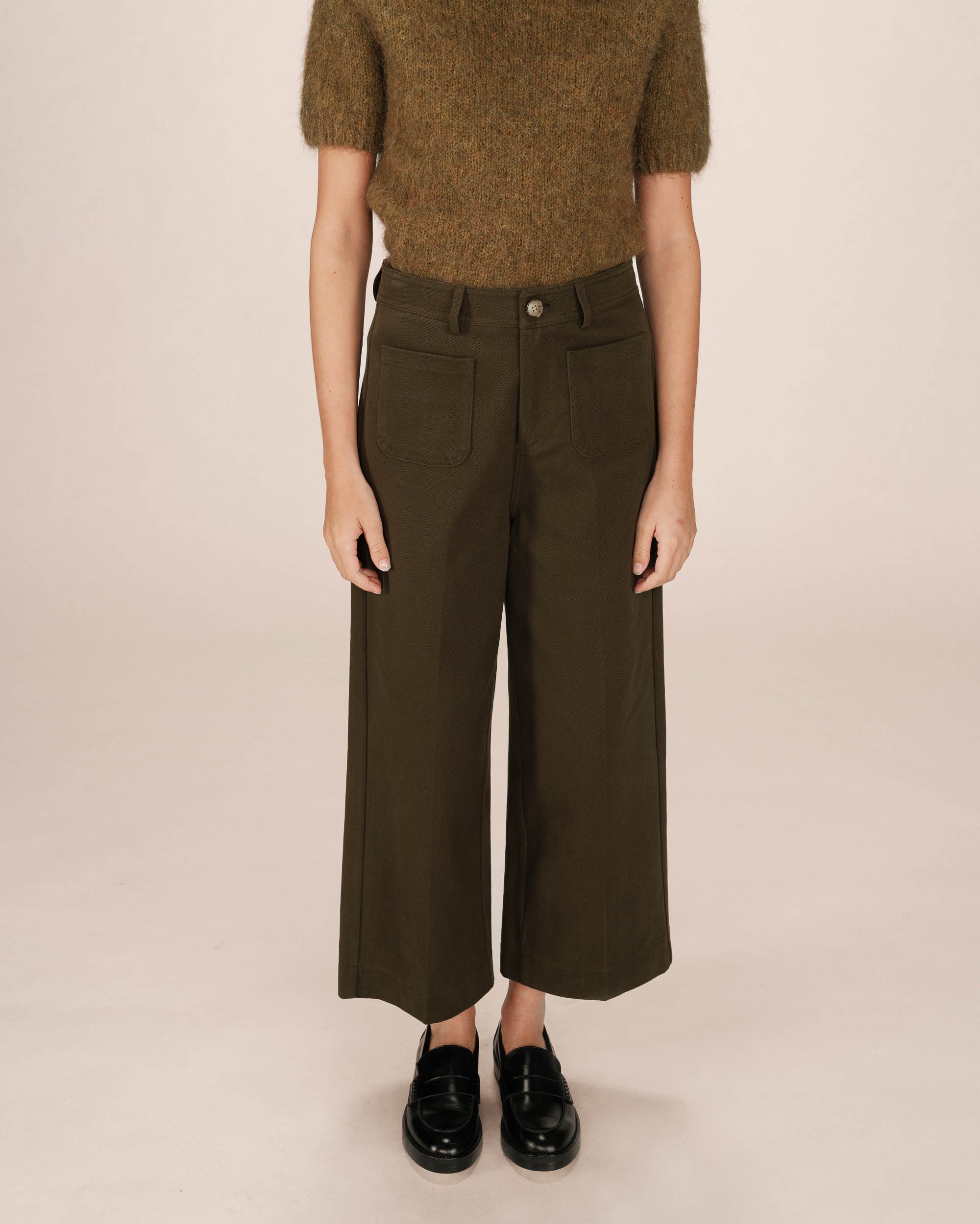 Pantalon droit 7/8e vert foret Sole