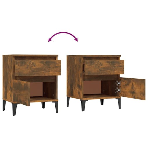 NNEVL Bedside Cabinets 2 pcs Smoked Oak 40x35x50 cm