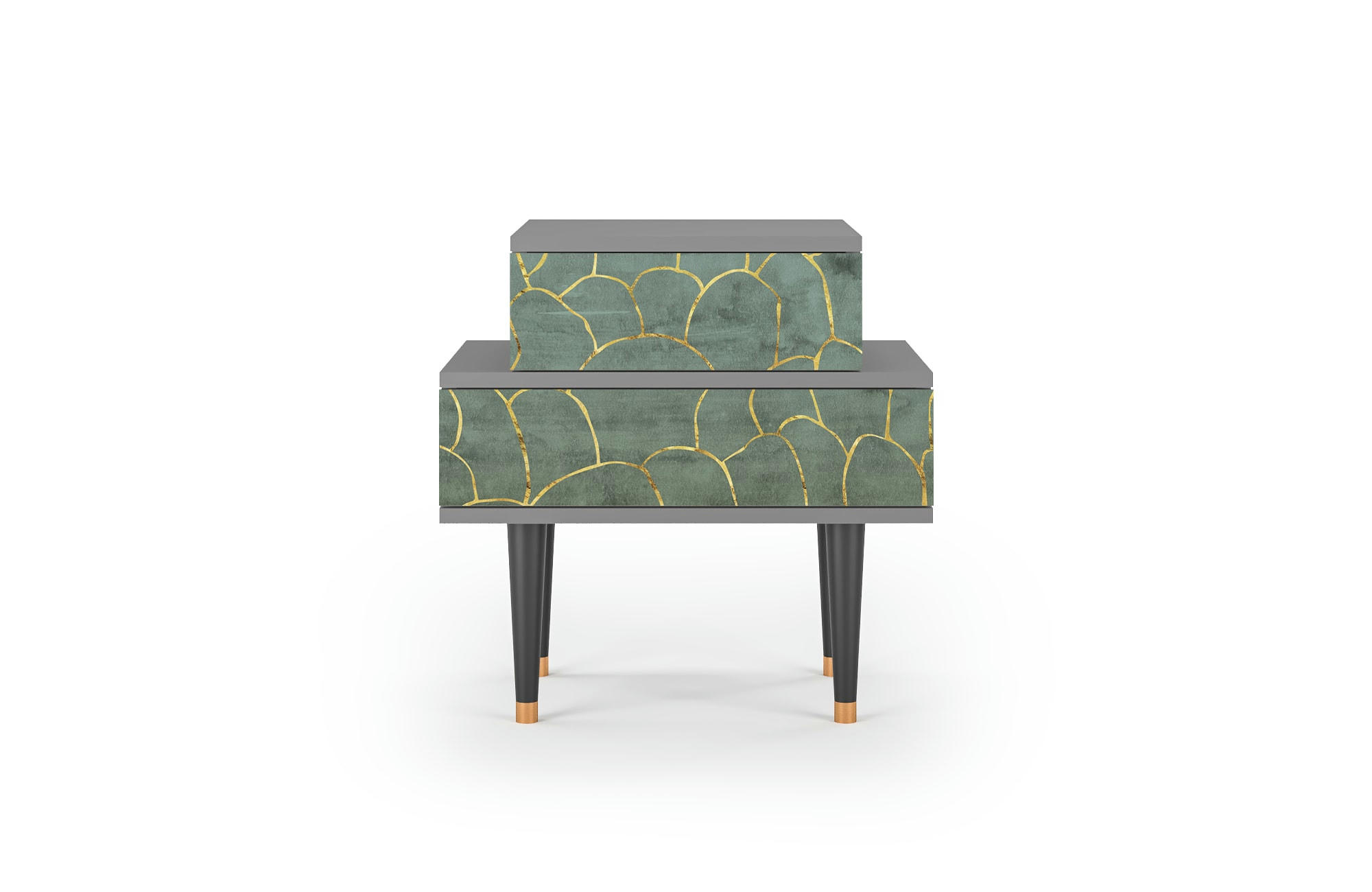 MAGNIFICENT WATER LILY - Table de chevet bleu-vert 2 tiroirs L 58 cm