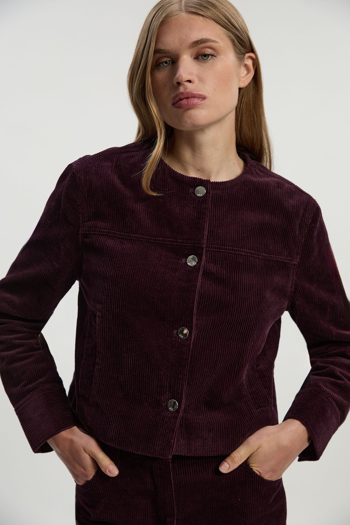 KarenMillen Cord Collarless Tailored Jacket