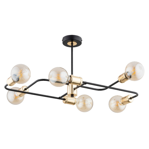Lampa sufitowa czarno-złota LATINUM 6xE14x10W wym: 32,5x70x33 cm Alfa