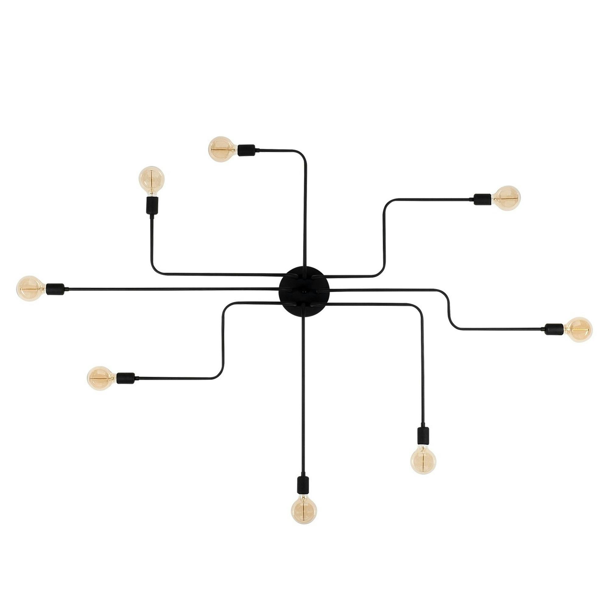 Plafonnier industriel noir – 8 lampes, design circuit MARATEA