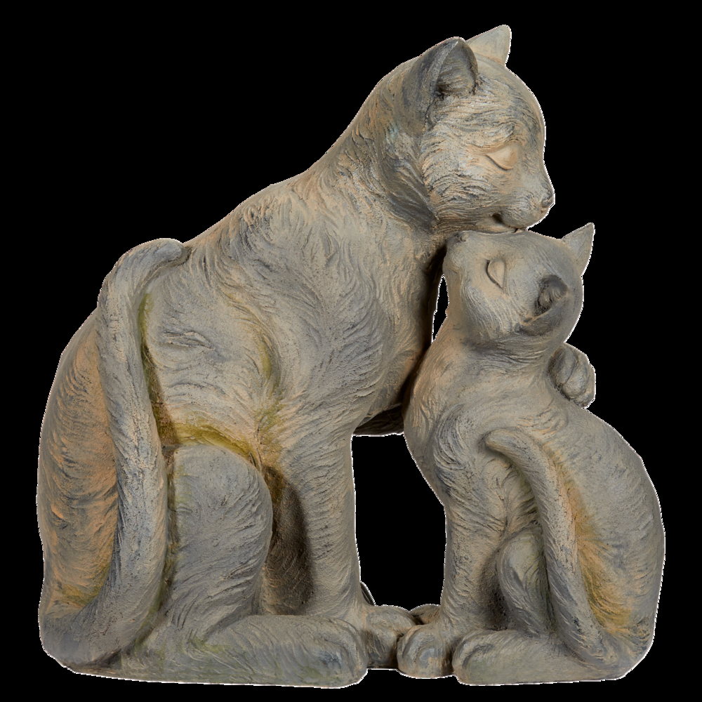 For Living Mother Cat & Kitten Statue & Lawn Ornament, 13.66-in, Grey