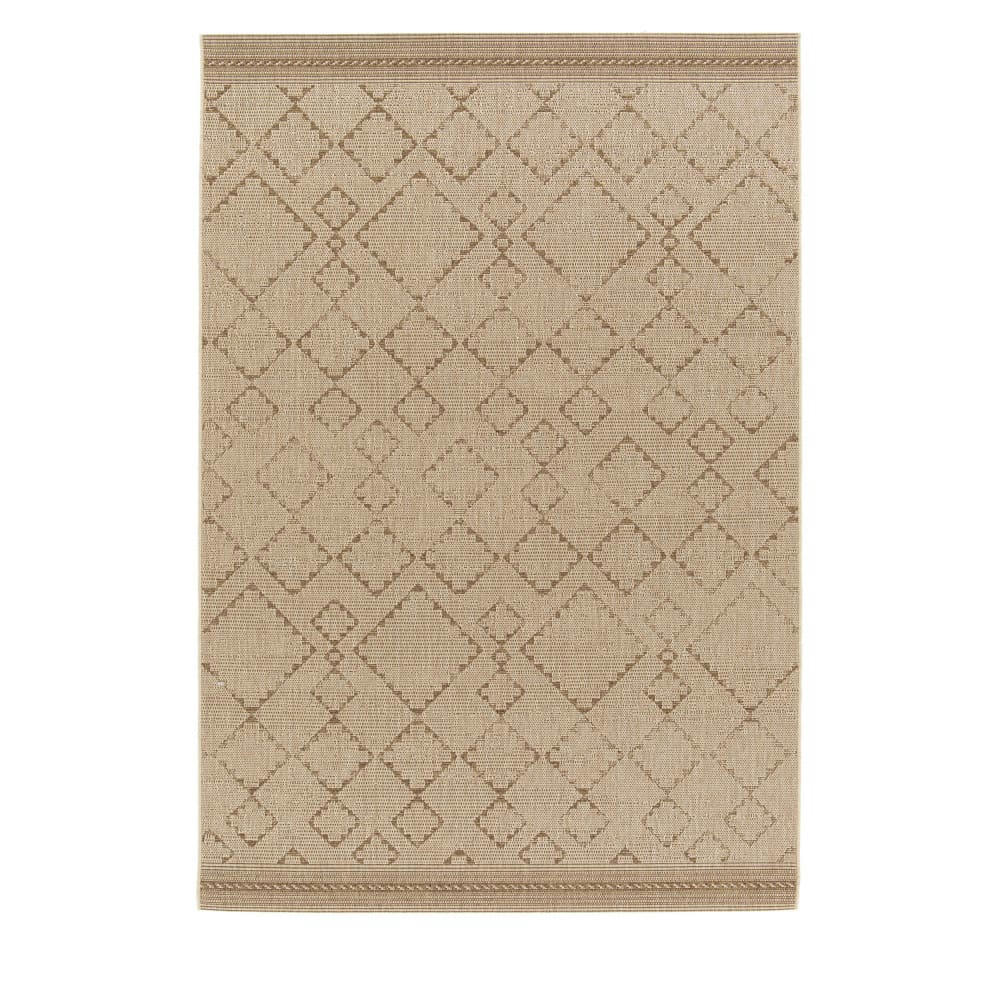 MESSINA - Tapis intérieur et extérieur à motif géométrique marron 80x150cm