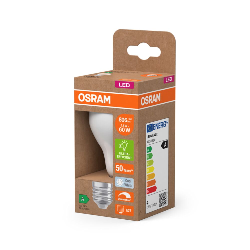 GLOBUSPÆRE LEDVANCE LED NORMAL MATT E27 3,8W DIMBAR