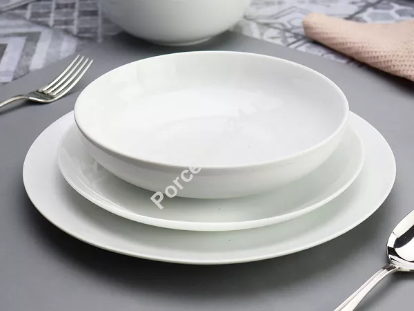 Komplet talerzy na 6 osób (18 el.) Bogucice - Base White 1184