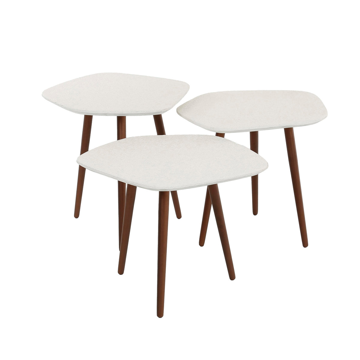 Giga Meubel Salontafel Stone - Marmer Composiet - Set van 2 - 42x47x40cm - Set van 3