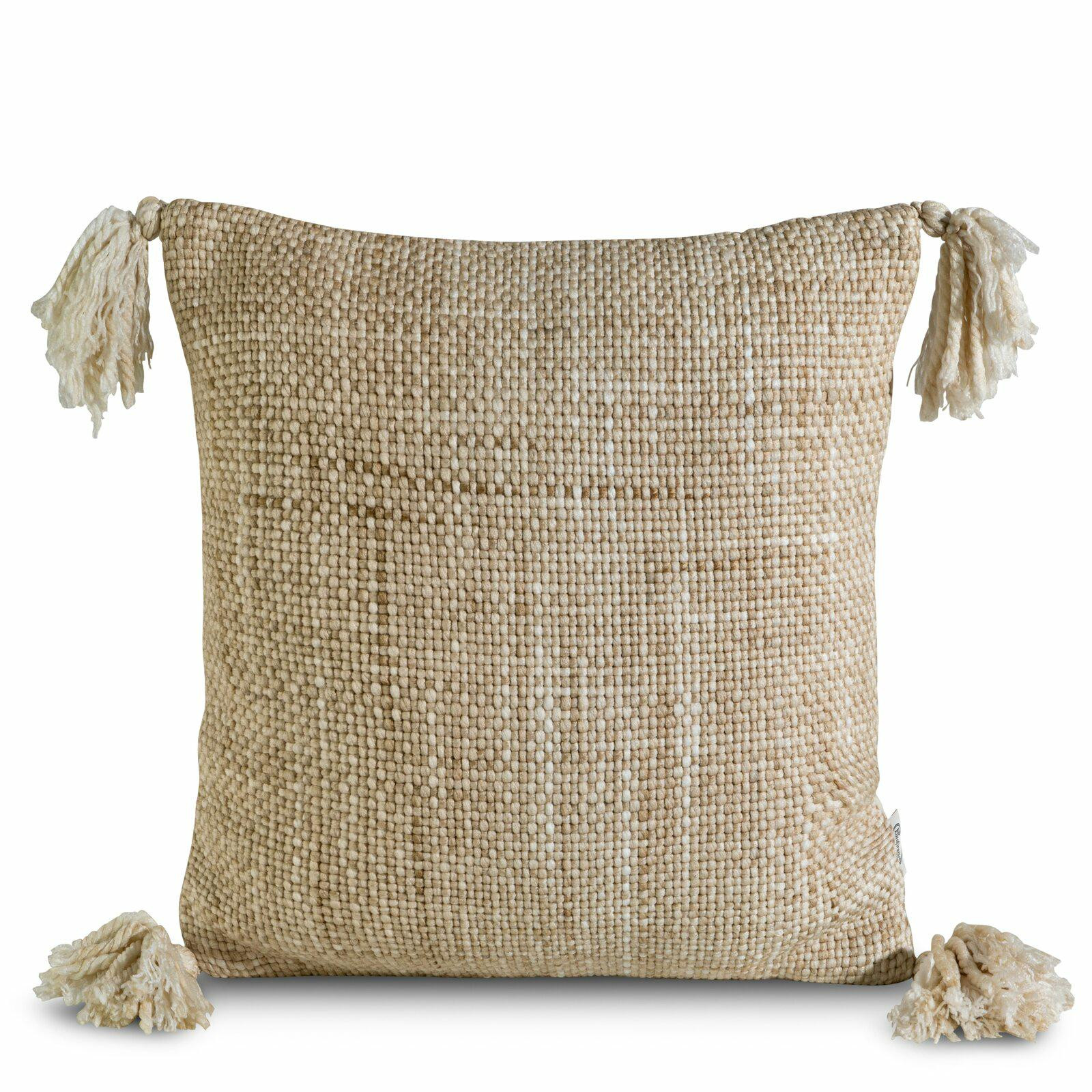 Poszewka dekoracyjna GATI 40x40 cm boho frędzle beż chwosty