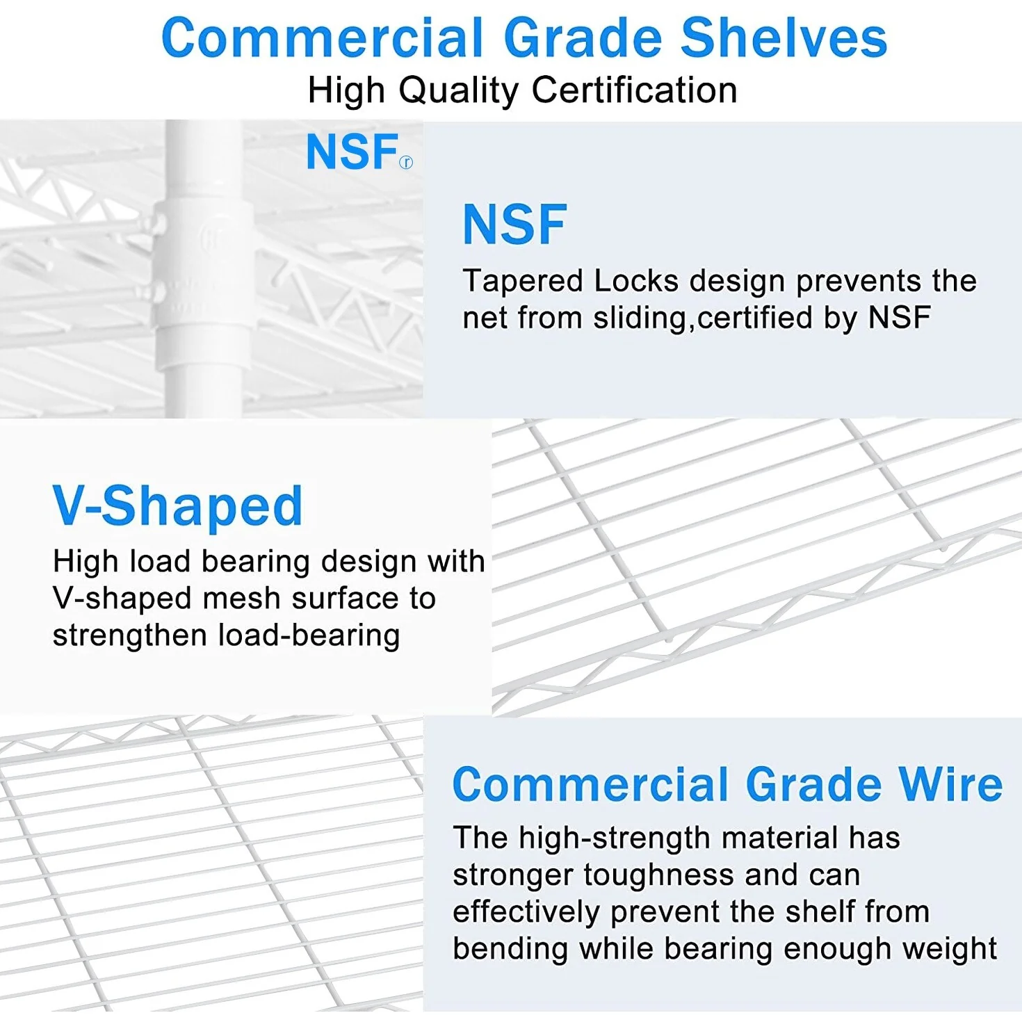 Heavy Duty Adjustable 5-Tier Wire Shelving Unit, NSF Certified