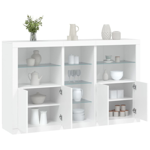 Szafka Komoda Regał Biała LED z Drzwiami Szklanymi 162x37x100 cm do Salonu