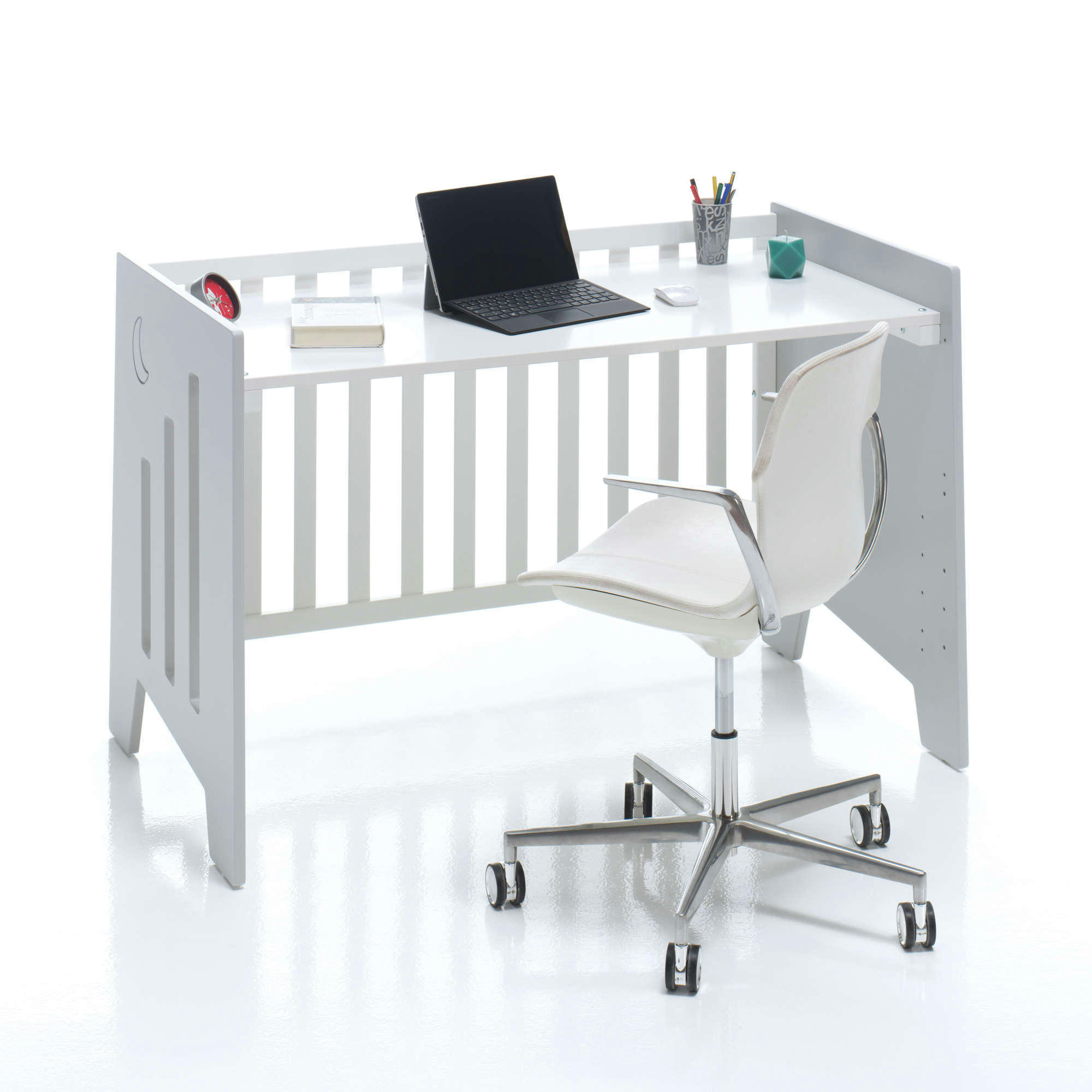 OMNI - Lit bébé - bureau (2en1) 60x120 cm en gris