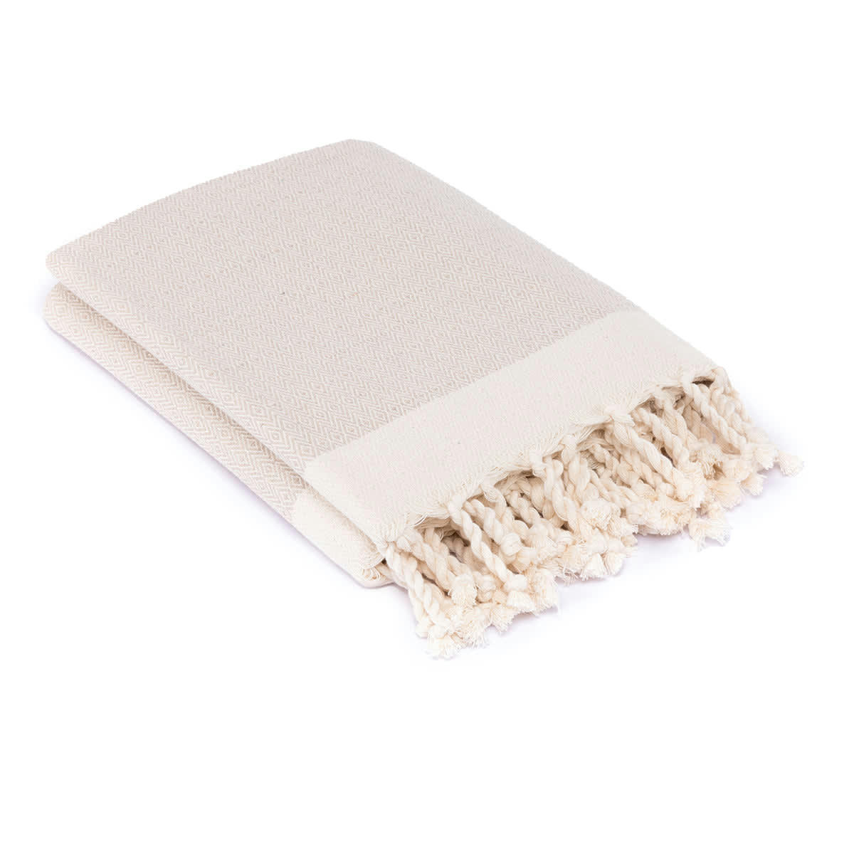 COURCHEVEL - Plaid coton  130x170 taupe clair / écru