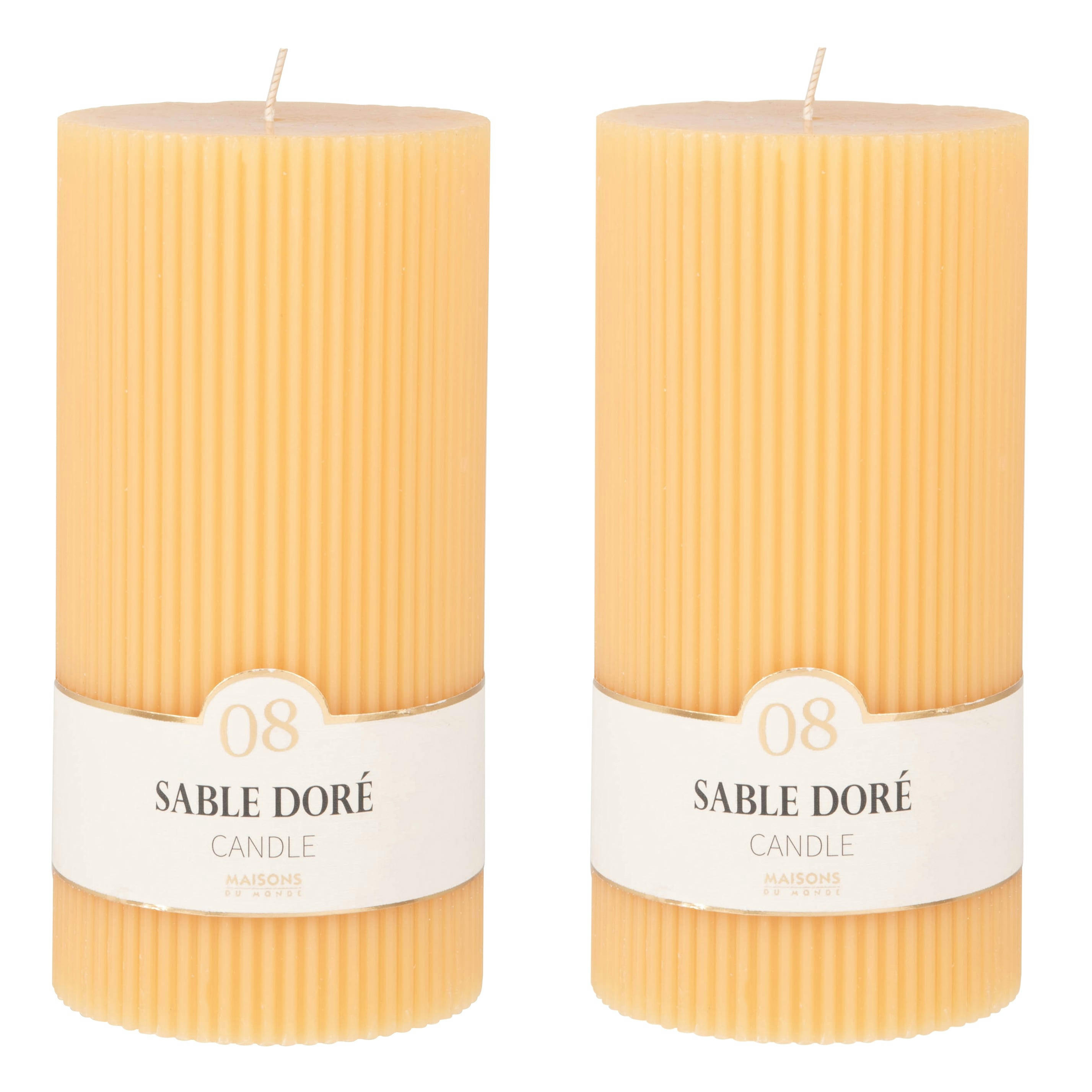 COLORAMA - Bougie striée parfumée jaune H18, 1000g
