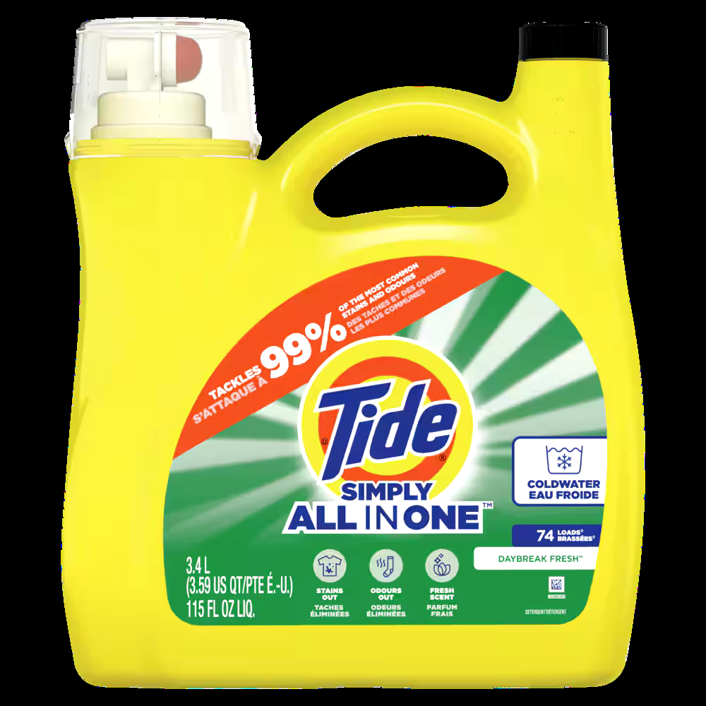 Tide Simply Liquid Laundry Detergent, Daybreak Fresh, 74 Loads, 115 oz.